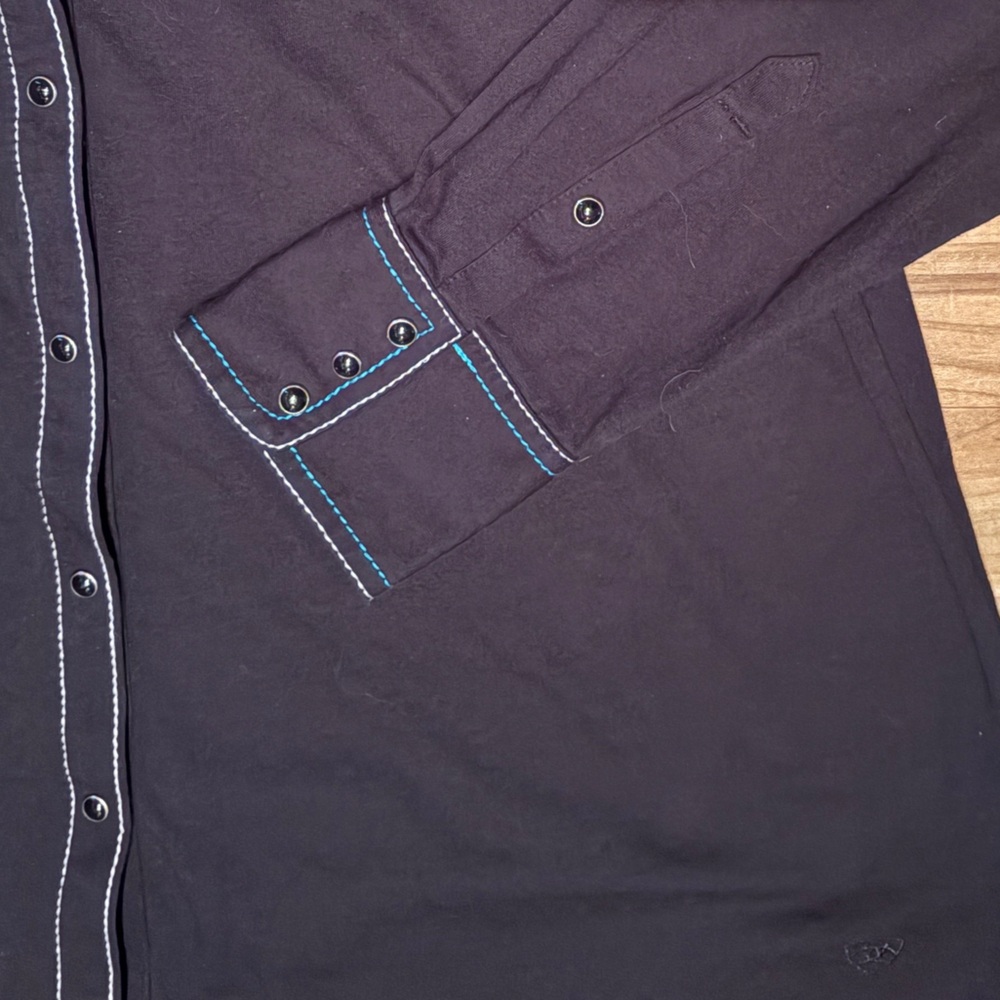 ARIAT Black Western Knit Shirt with Studded  & Embroidered Design XXL - Picture 7 of 9